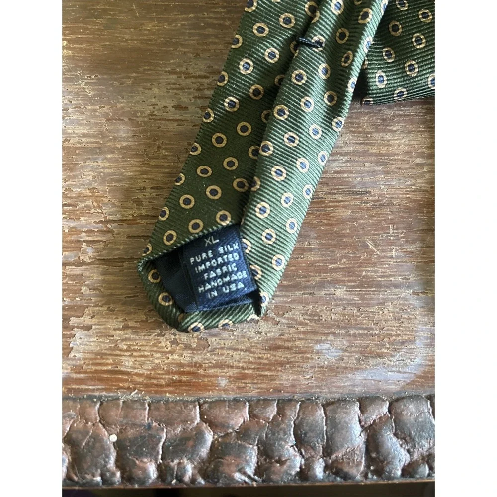 Vtg Brooks Brothers Makers Tie Silk USA Made Green‎ With Gold And Blue